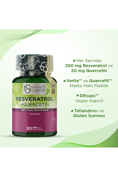 Nature's Supreme Resveratrol + Quercetin 30 Kapsül