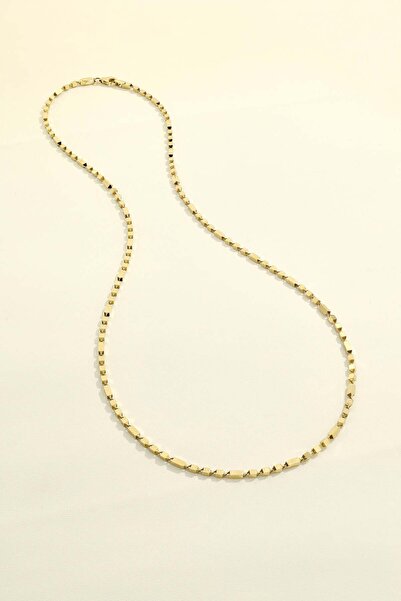 Cenova Jewelry 14 Ayar Altın Geometrik Minimal Kadın Zincir Kolye