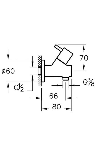 VitrA Angle valve with filter, inlet thread G1/2, outlet thread G3/4