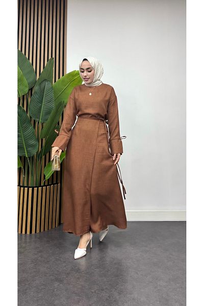 FREEMİH TEKSTİL K Enth Effective Double Suit with Drawstring from Arm to Waist Brown