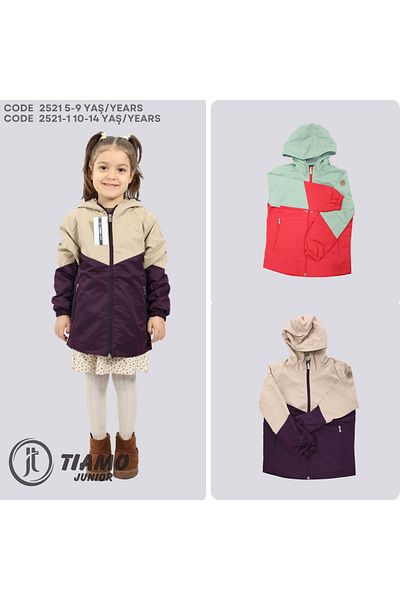 JUNİOR TİAMO Lined Hooded Waterproof Airtight Stylish Girl Raincoat