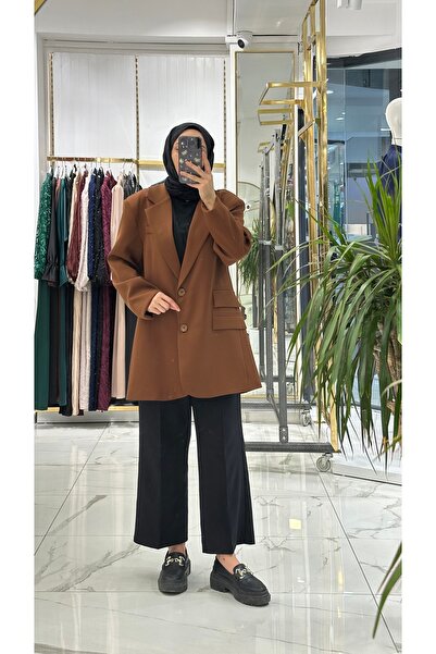 She Olive Çift kapak cepli  blazer ceket