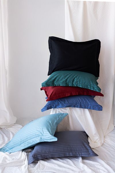 Tekstil Home Pernă Oxford din satin cu dungi albastre - 2 buc, seria 83 fire