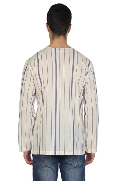 Eliş Şile Bezi Καλοκαιρινό μπλουζάκι με μακρυμάνικο Sile, εκρού γκρι ριγέ 3028