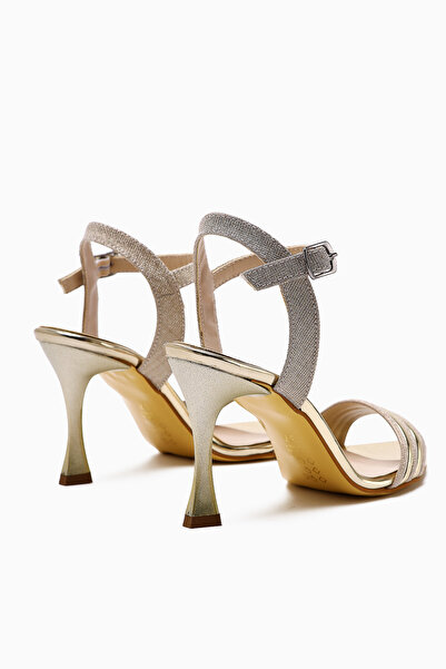 Limoya Julianna Altın Rugan Sivri Burunlu Sim Detaylı Topuklu Kadın Sandalet