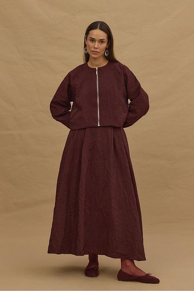 Fahhar Kraşlı Bomber Skirt Suit Claret Red (Men's Shoes Gx9688)