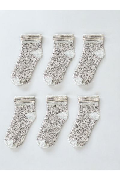 Line Smart Γυναικείες κάλτσες 6 τεμαχίων καφέ Glitter Half Conch Booties