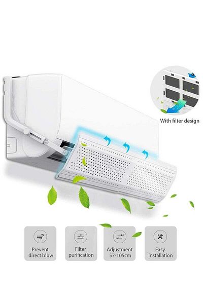 COOYA Split Air Conditioning Air Deflector, Adjustable for Home Office for Babies Elders