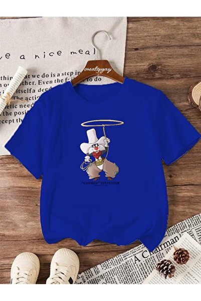 oneagılyazı تي شيرت كبير الحجم مطبوع عليه كاوبوي سليفيستر للأطفال