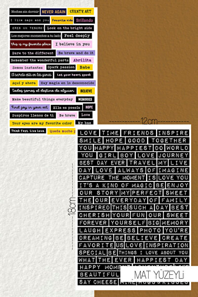 SelisCraft İngilizce Kelime Cümle Sticker Seti 03-04 Bullet Journal / Defter ...