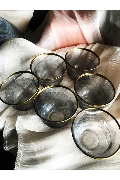 DECOSTYLE Gold Glass Brown - Mirra Glasses 6 Pieces Pantograph