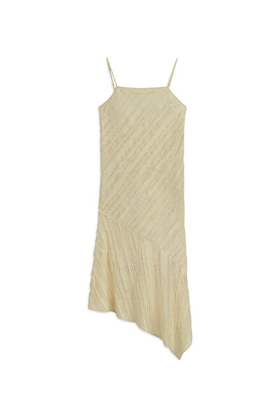 Twist Diagonal Tassel Striped Dress