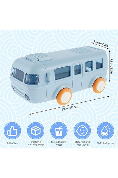 COOYA Car Straw Water Cup, 500ml Portable Detachable Bus Water Bottle with Shoulder Strap, Leak-Proof