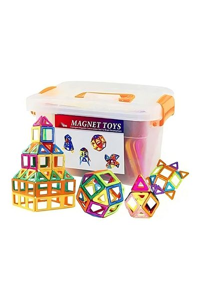 COOYA 64 Pcs Magnetic Construction Toy Set, Colorful Educational Magnet Tiles for Kids Early Learning