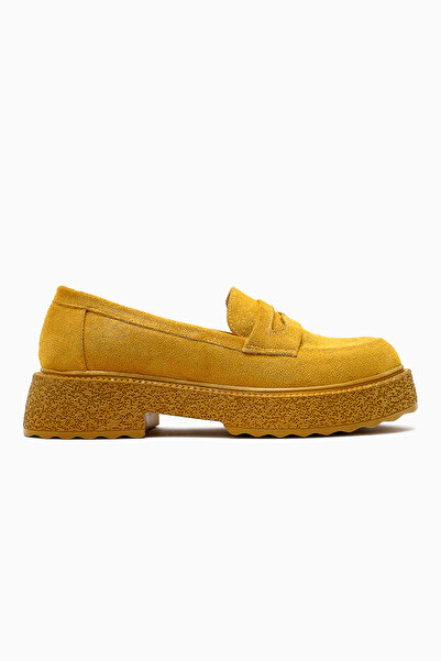 Limoya Bojan Mustard Suede Thick Sole Casual Women's Shoes