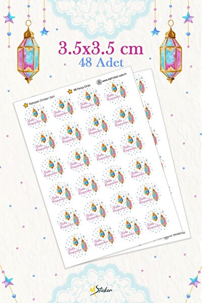 MSticker İyi Bayramlar Stickerı 48 adet Hediye Paketi Bayram Tebrik Stickerı ...