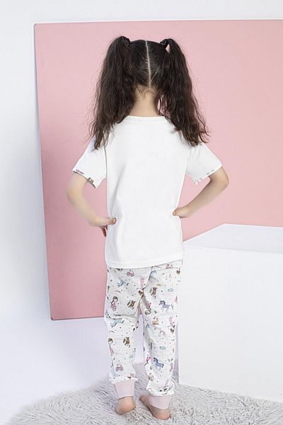 CONFEO Girl's Short Sleeve Ecru Pajama Suit C0T6N0O-046