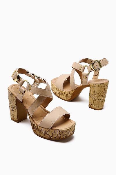 Limoya Havannah Nud Cross Strap Platform Heeled Women's Sandals