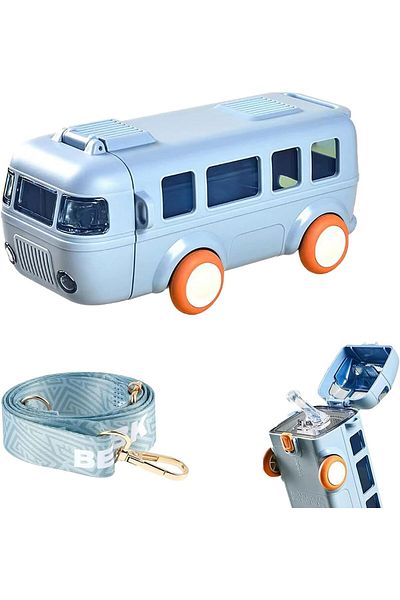 COOYA Car Straw Water Cup, 500ml Portable Detachable Bus Water Bottle with Shoulder Strap, Leak-Proof