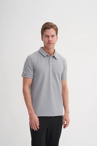 Cazador Πλεκτό χτενισμένο βαμβακερό μπλουζάκι Polo Neck Slim Fit