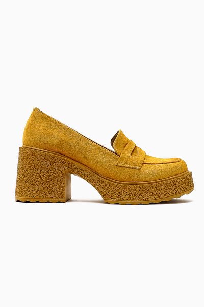 Limoya Pantofi casual de damă cu platformă din piele intoarsa Boi Mustard