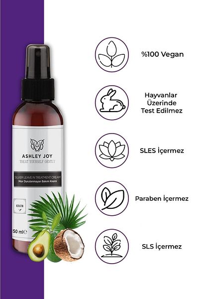 ASHLEY JOY Platinum, Anti-Orange Leave-In Purple Liquid Hair Care Cream for Blonde Hair 150 ml Silver
