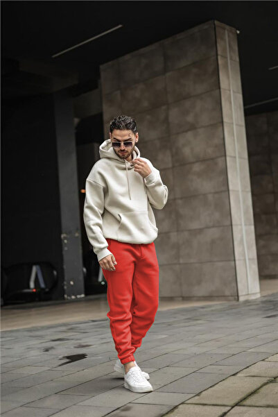 YAKAMEL طقم بدلة رياضية بغطاء للرأس وجزء سفلي ملون للرجال مع أرجل مطاطية