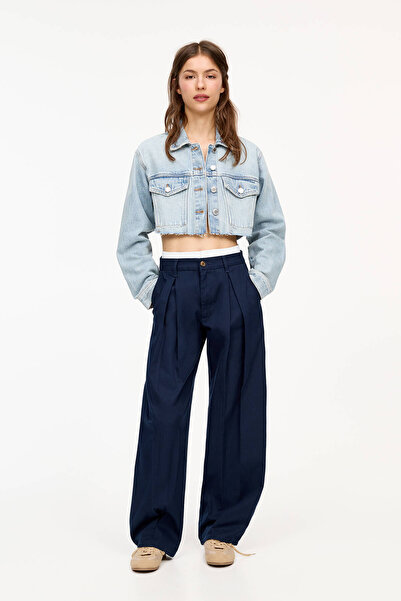 Pull & Bear Crop denim ceket