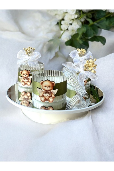 cacagift design Hediyelik Mum Özel Süslemeli Bebek Hediyelik Mum İsimli 10lu