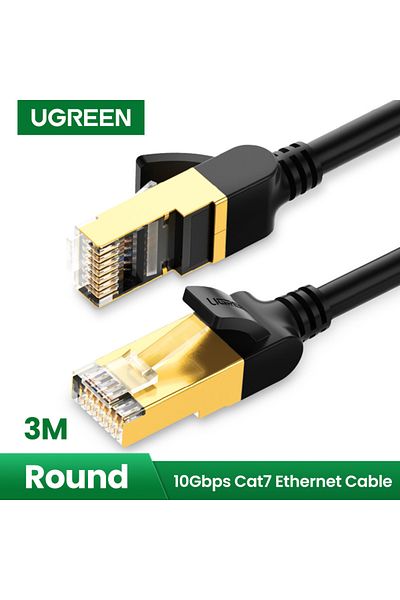 Ugreen | Cat7 F/FTP Round Ethernet Cable 3M |Black