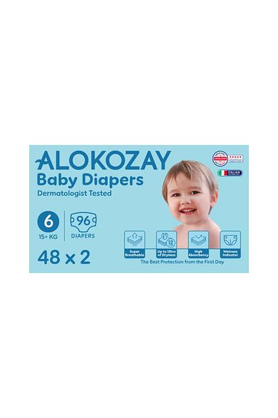 Alokozay Premium Baby Diapers - Size 6 (15+ Kg) - 48 Diapers X Pack of 2