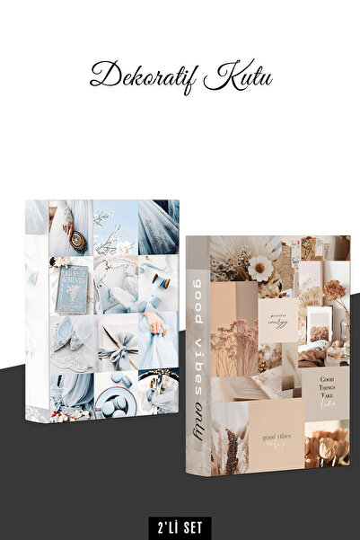 Bytwo 2 Adet Dekoratif Kutu - Kitap Görünüm Kutu - Kitap Kutu - 2'li Kutu Dek...