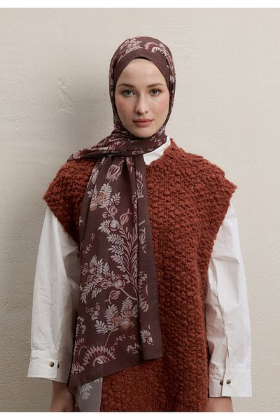Fresh Rosella Dezen Silk Crepe Shawl and Coffee