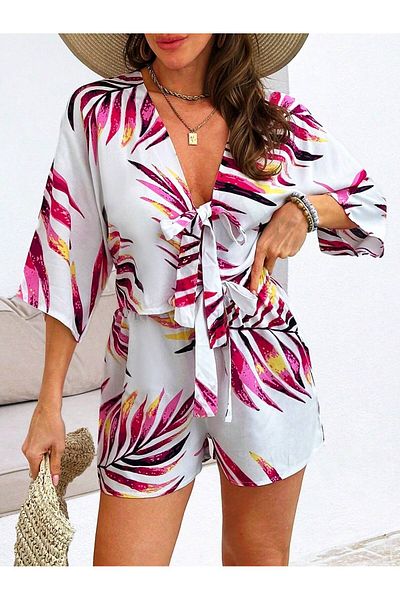 forte bella Ethnic Pattern Multi Mini Shorts Set