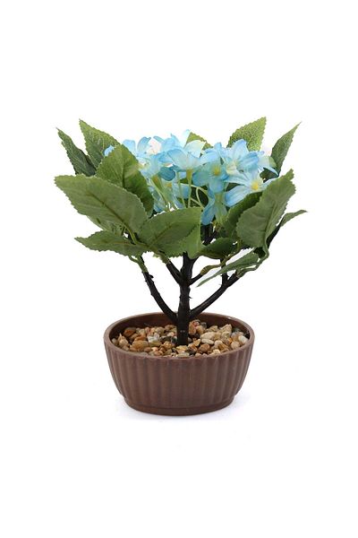 Ella Home Italia Ghiveci Cu Flori Artificiale, Albastru, 22cm - Albastru, Plastic, 22cm
