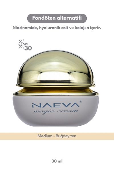 naeva كريم أساس سحري متوسط - كريم نهاري بديل بعامل حماية من الشمس SPF30 (بشرة القمح)
