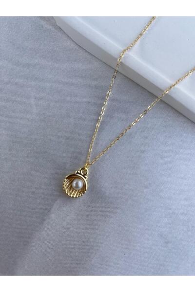 Store İncili Deniz Kabuğu Kolye Kararmaz