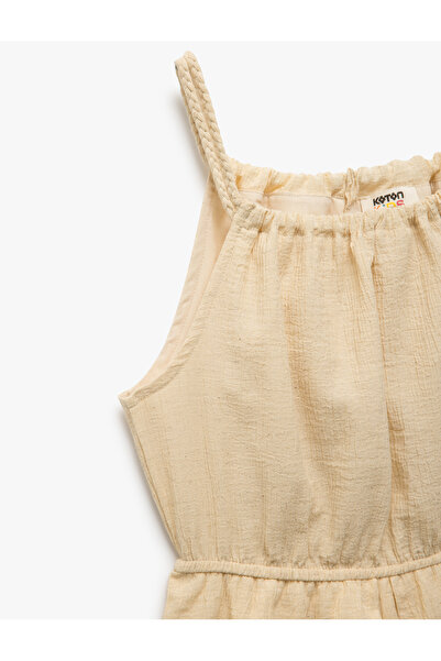 Koton Crew Neck Layered Strappy Muslin Jumpsuit