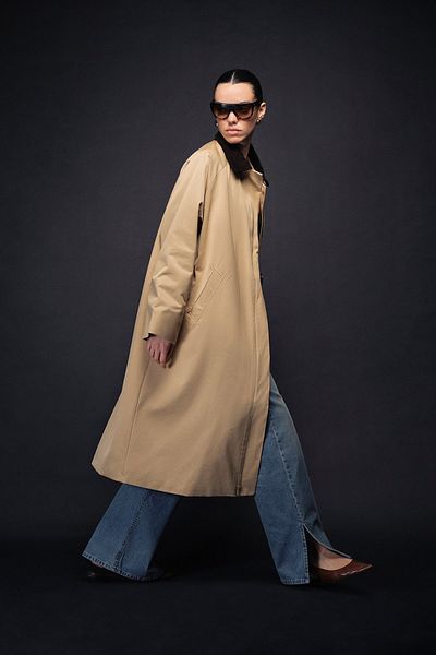 VATKALI Trench oversize cu guler contrastant