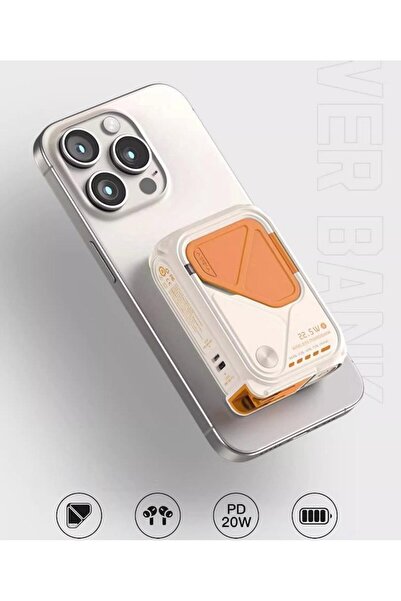 MATECHNO 10.000 mAh 5in1 PD22.5W Kablolu Kablosuz Hızlı Şarj Powerbank Stand Fiş Adaptör Şarj Cihaz Güç Banka