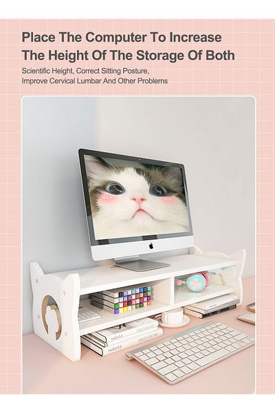KidLe Desktop Organizer Monitor Stand Office Heightened Base Neck Protection Shelf