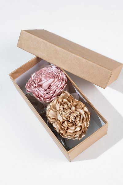 SHERIN Dark Beige and Pink Rose Latch Buckle Set of 2