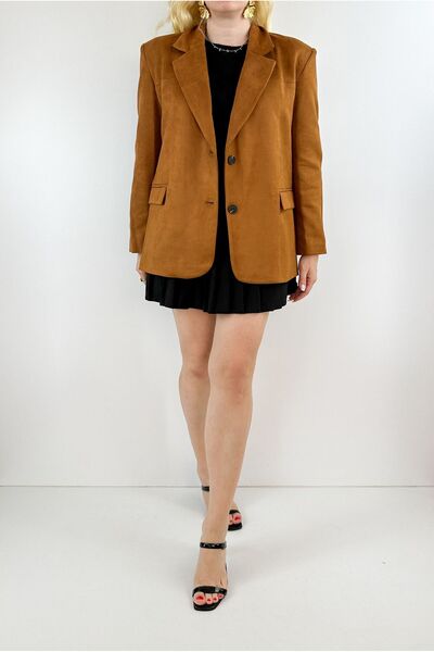 Modaonna Kahverengi süet blazer ceket