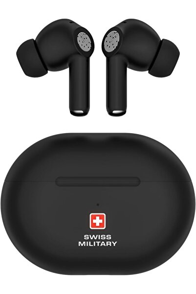 Swiss Military سماعات دلتا 5 ANC: ENC، وضع الشفافية، Smart Touch، وضع الاستعداد 300 ساعة، وقت التشغيل 5 ساعات، Android/iOS - أسود