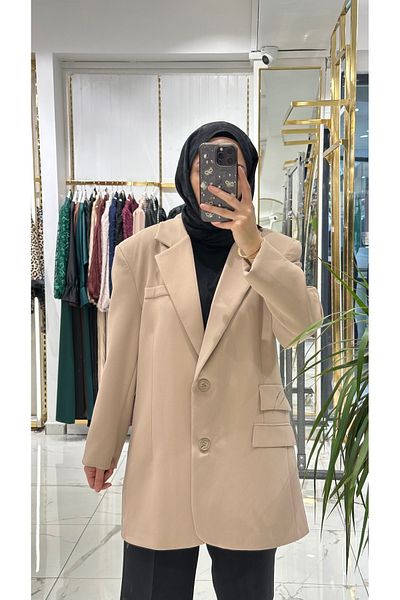 She Olive Double Button Blazer Jacket