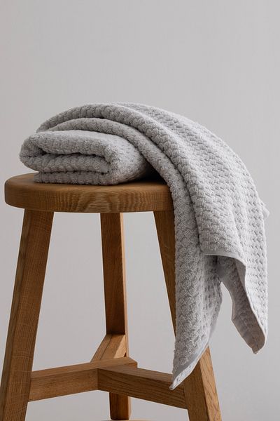 Koza Home Ivory Grey Embossed Textured Micro Fiber 100% Cotton 2-Piece Hand Face Towel Set 50 X 90 - 50 X 90 1120A