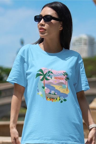 SUNFREE Popular Trend Venice Beach Printed Women's Oversize Tshirt