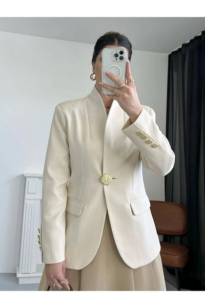 My Blog Stone Big Gold Buttoned Baden Jacket - 501171