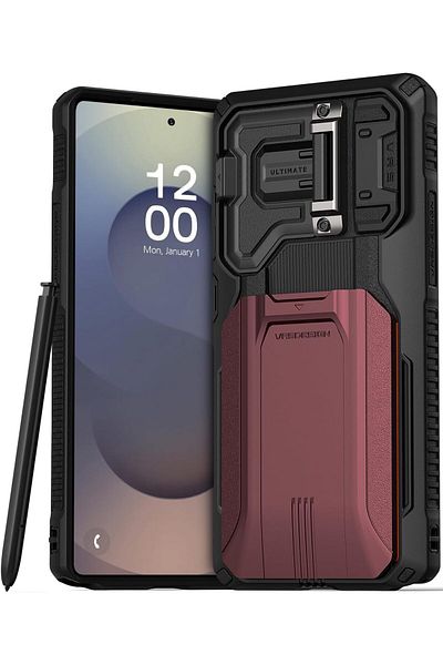 VRS Design D-Wallet Origin Fit for Samsung Galaxy S25 ULTRA case 3 card Slot - Metallic Red