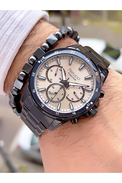 Ferrucci Men's Wristwatch with Steel Cord Function 3 Atm Waterproof with 2 Years Warranty+Bracelet as a Gift
